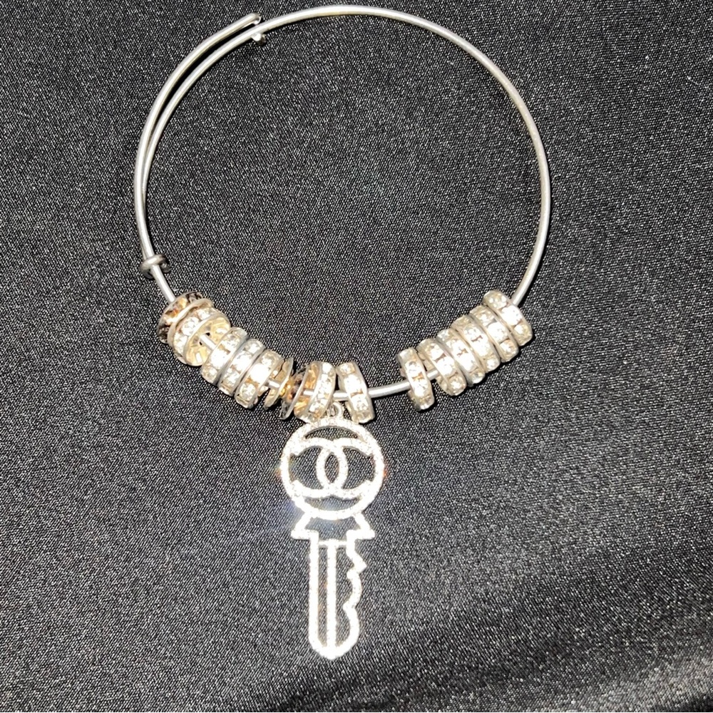 Chic Silver and Gold Key Charm Bracelet